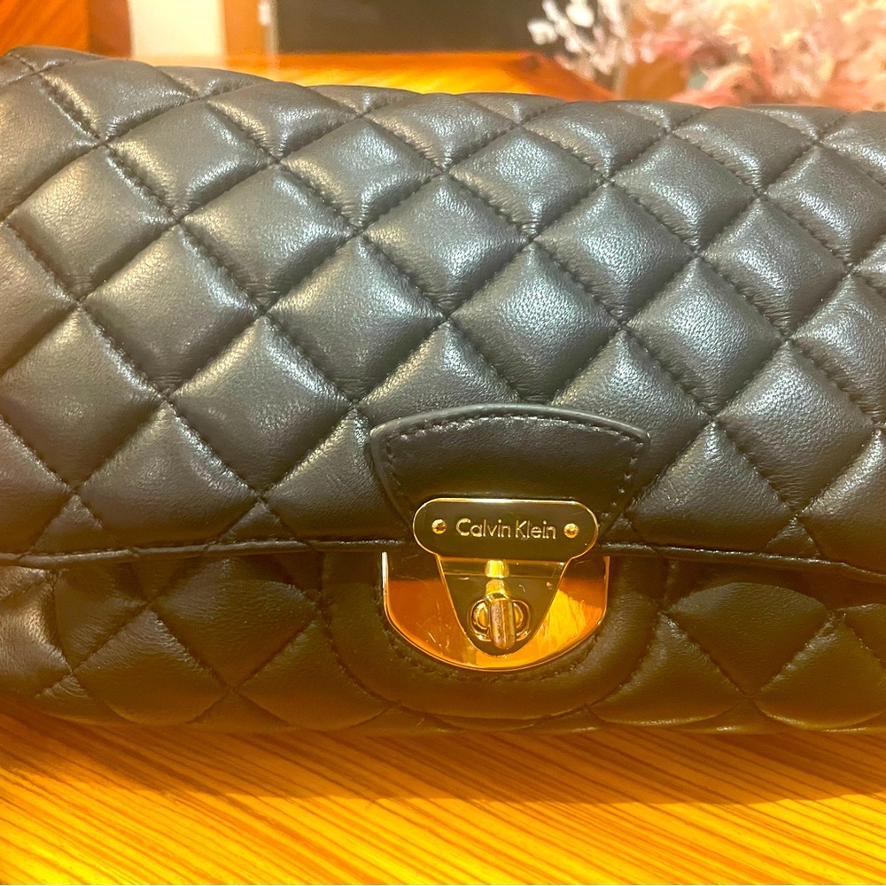 Calvin Klein quilted handbag soft lambskin leather like